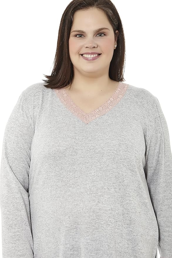 Pyjama d'hiver avec bordure en dentelle