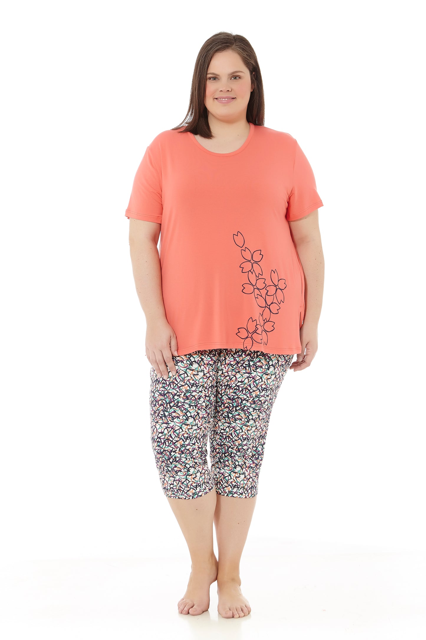 Damen-Sommerpyjama | Kurzarm- und Piratenhose