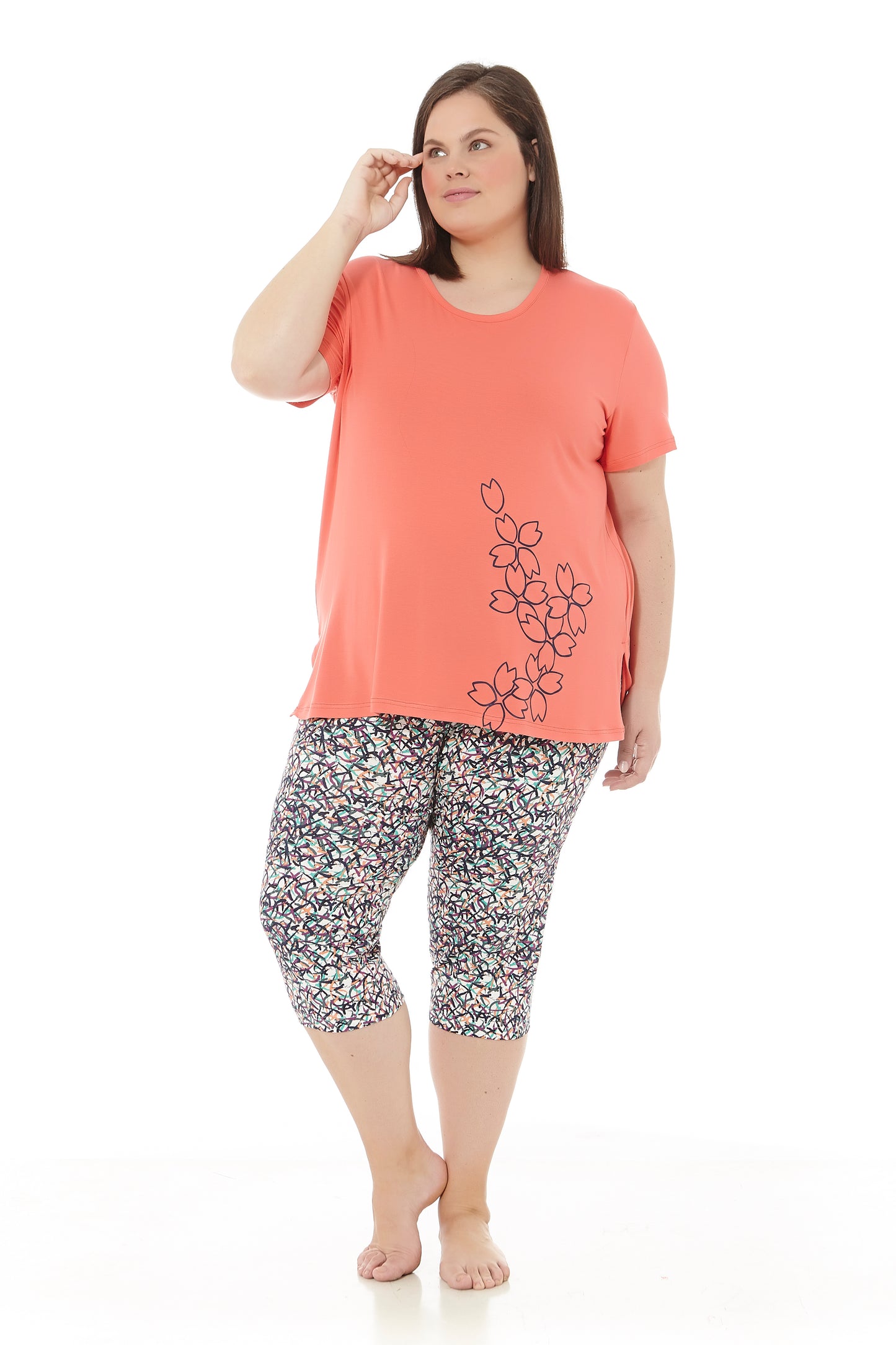 Damen-Sommerpyjama | Kurzarm- und Piratenhose
