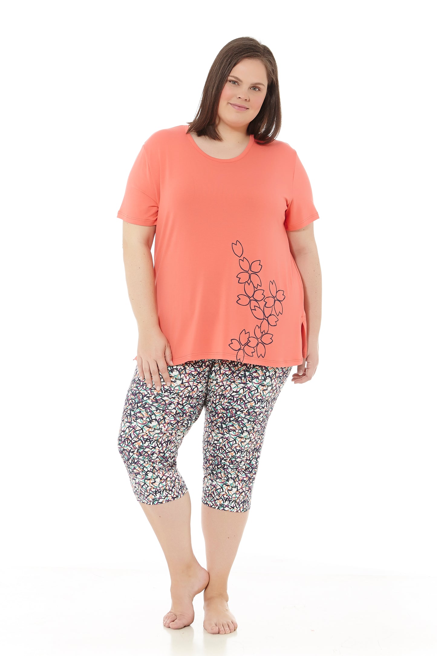 Damen-Sommerpyjama | Kurzarm- und Piratenhose
