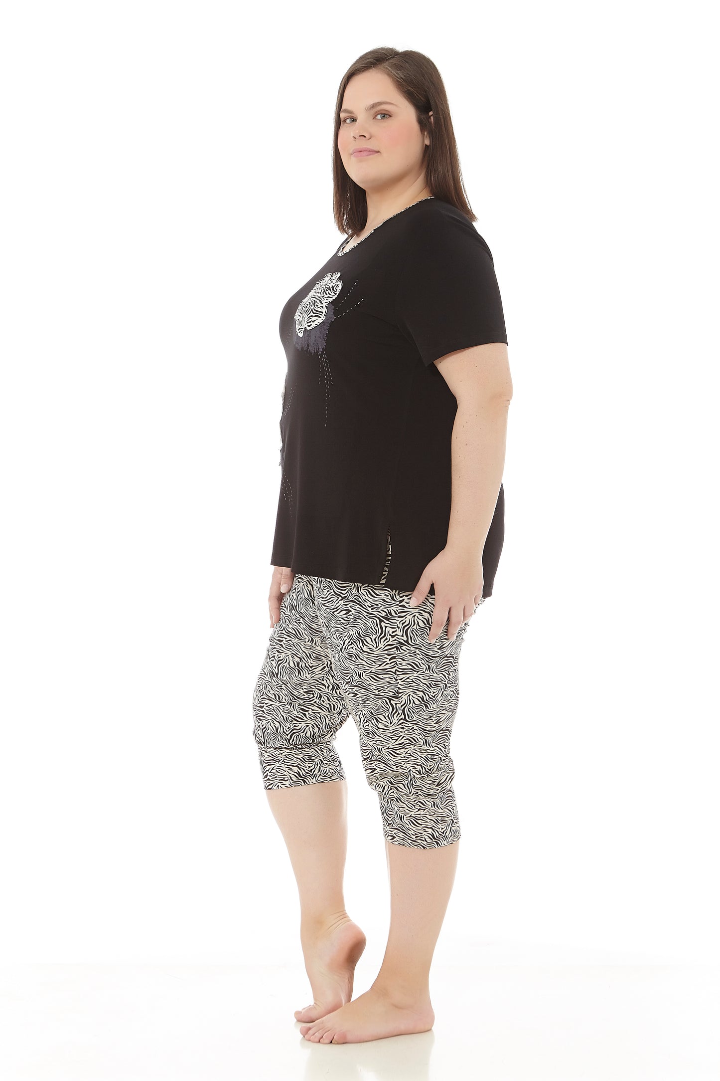 Damen-Sommerpyjama | Kurzarm- und Piratenhose