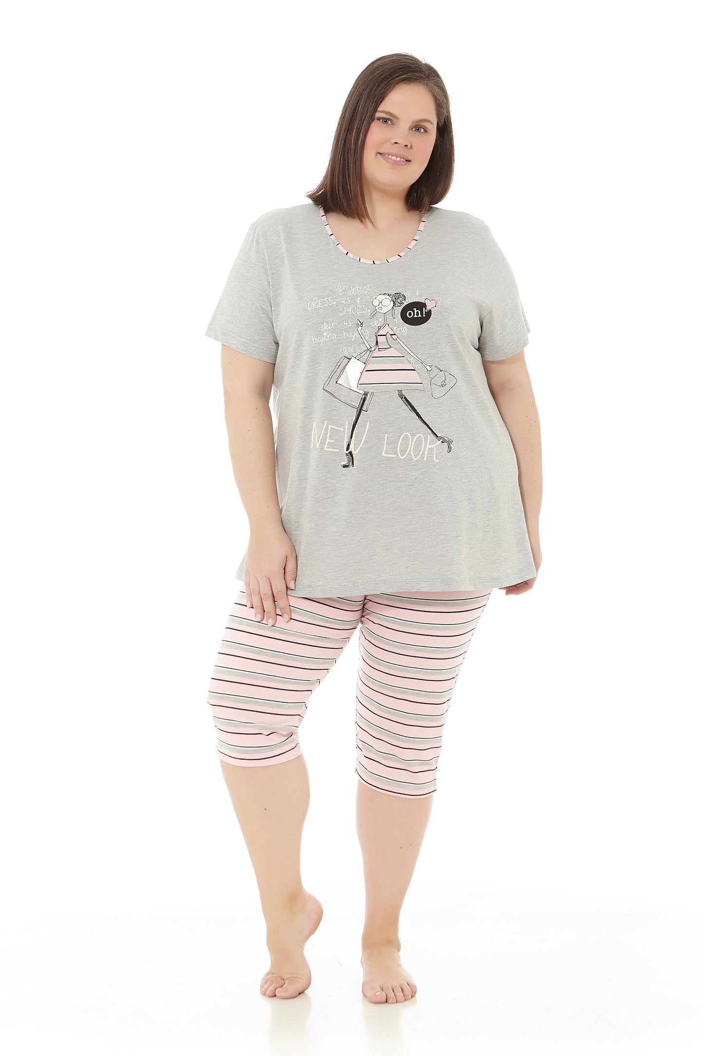 Damen-Sommerpyjama | Kurzarm- und Piratenhose