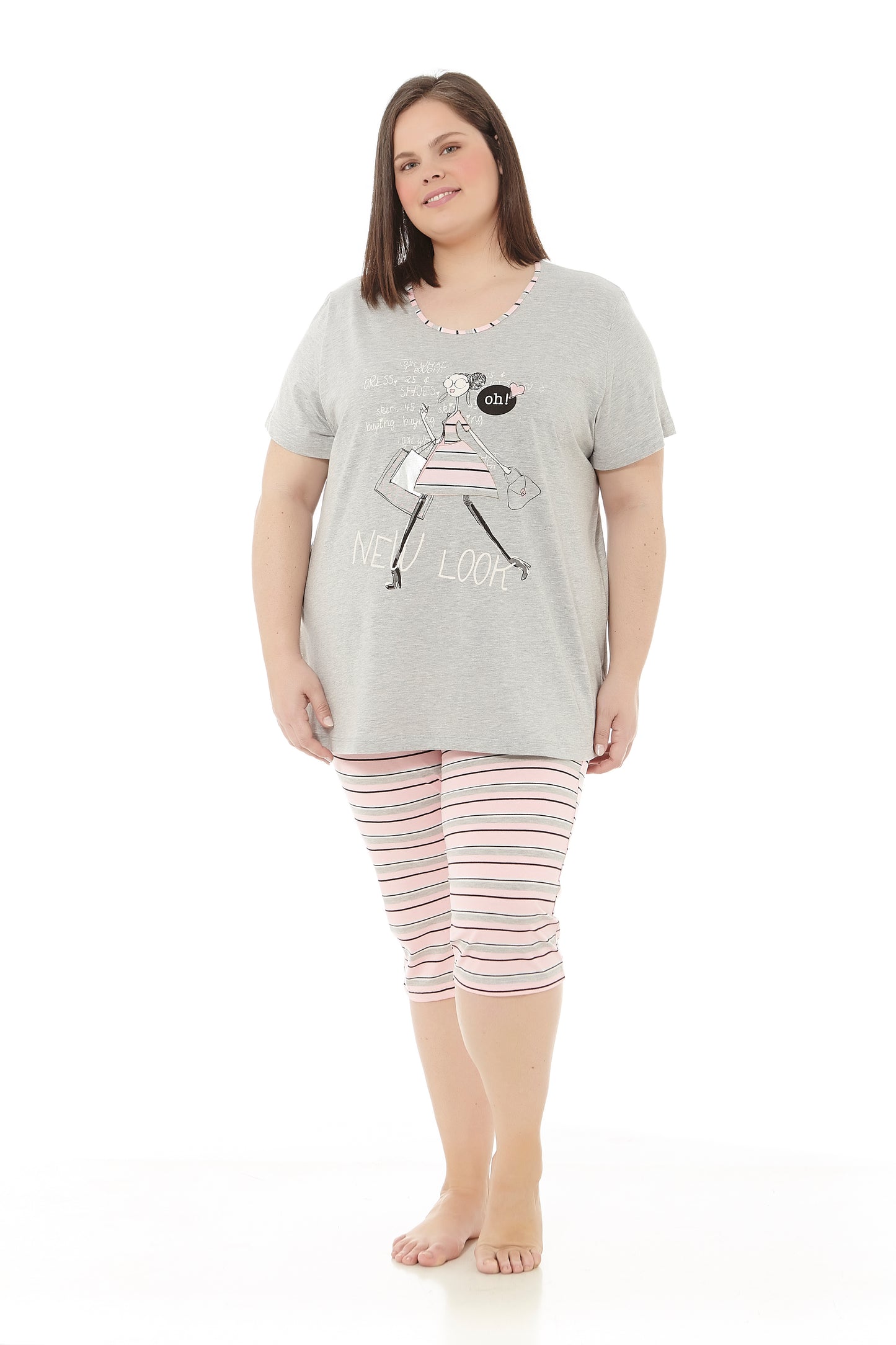 Damen-Sommerpyjama | Kurzarm- und Piratenhose