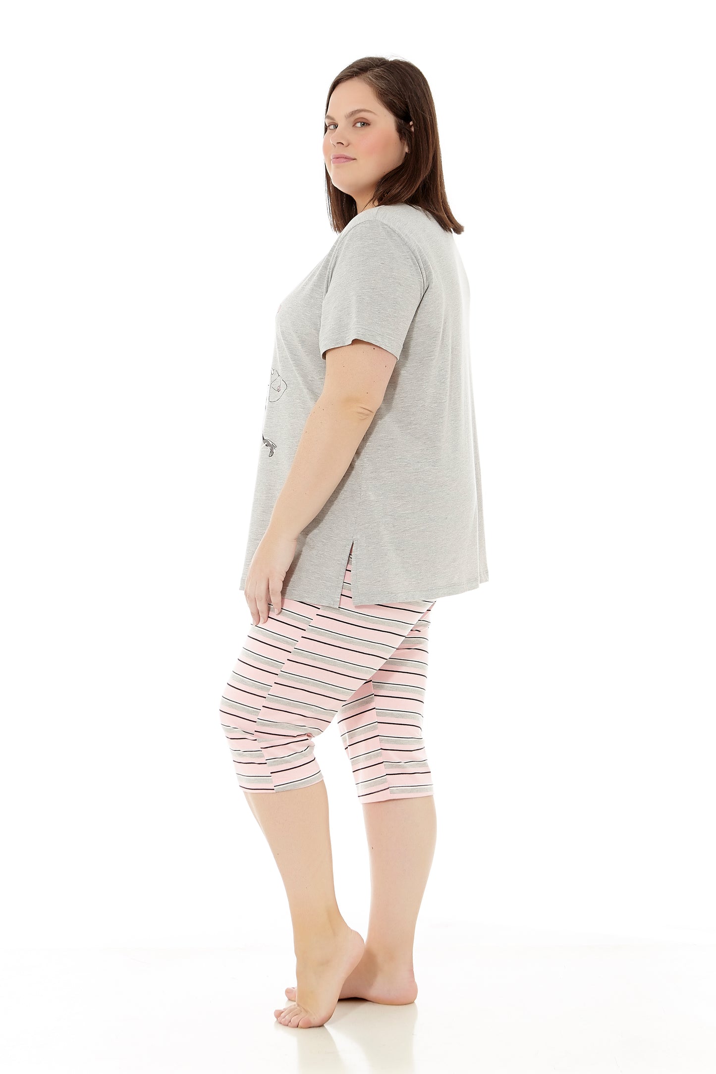 Damen-Sommerpyjama | Kurzarm- und Piratenhose