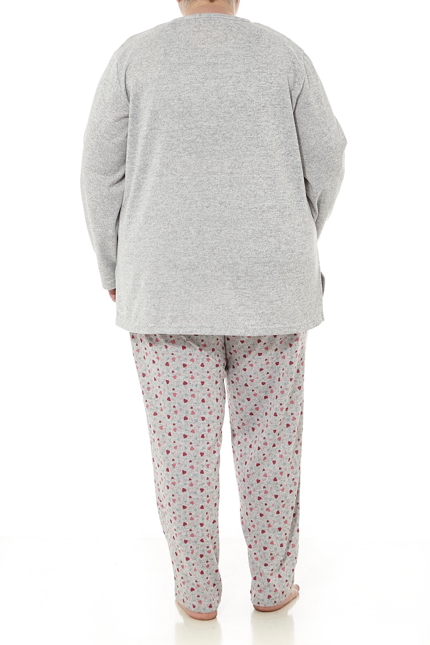 Pijama de Invierno Gris con Corazones