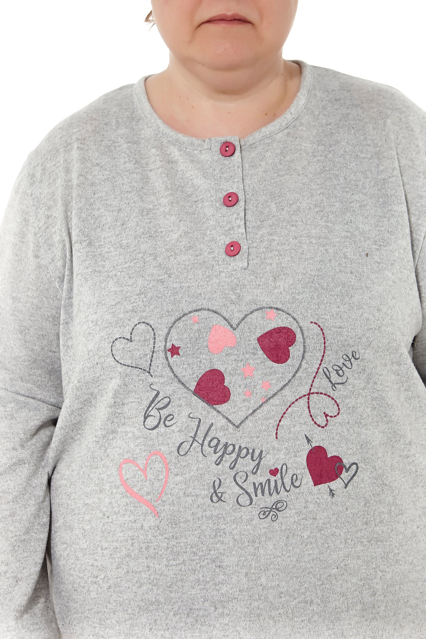 Pijama de Invierno Gris con Corazones